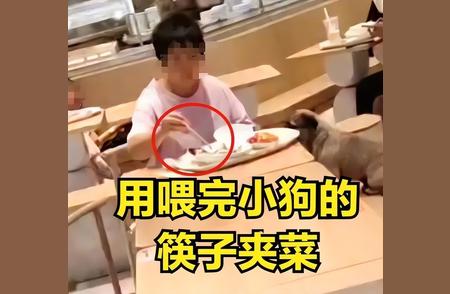 女顾客在餐厅内让宠物狗共用餐具，商场作出严厉反应！