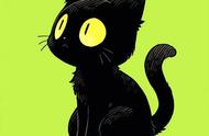 极简风格下的黑猫头像：荧光绿的时尚选择
